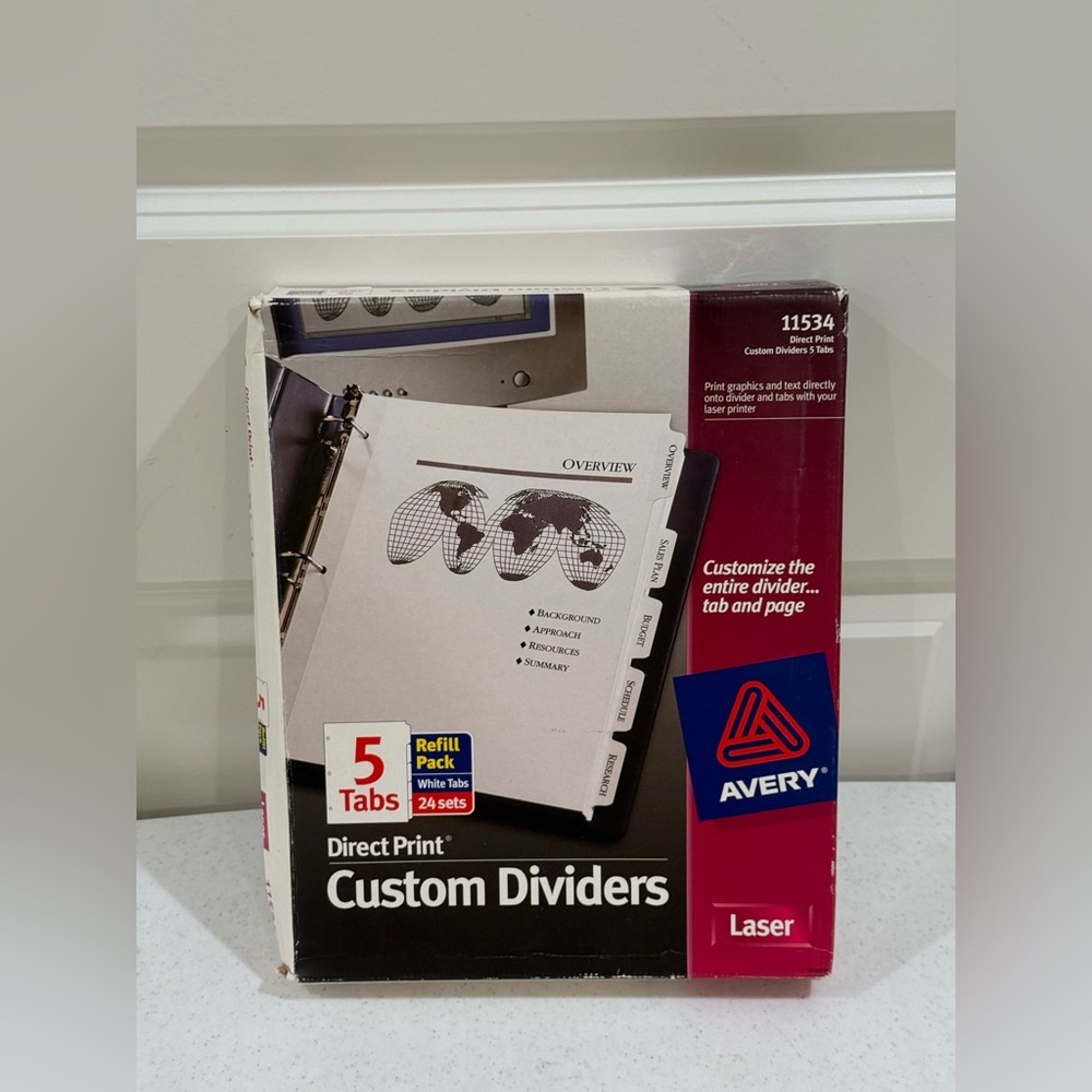 NEW Avery Laser Direct Print Custom Dividers with White Tabs ~ 24 Sets - Picture 2 of 8